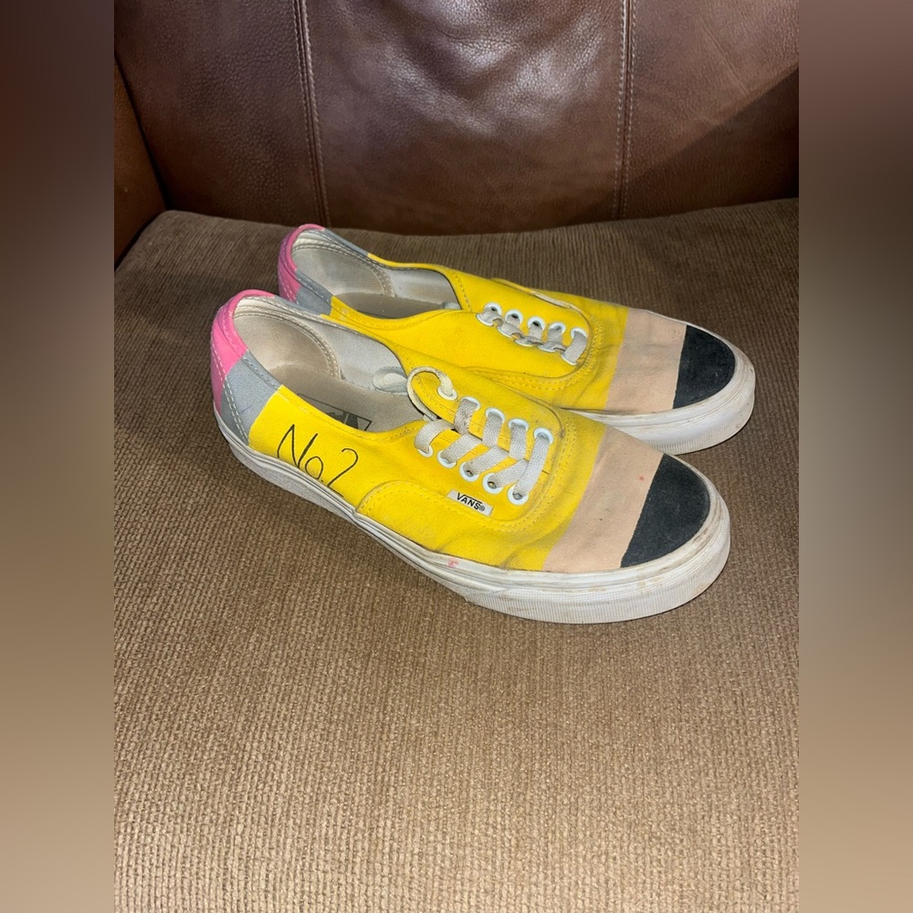 Custom Vans size 8.5 women’s school themed No.2 pencil sneakers